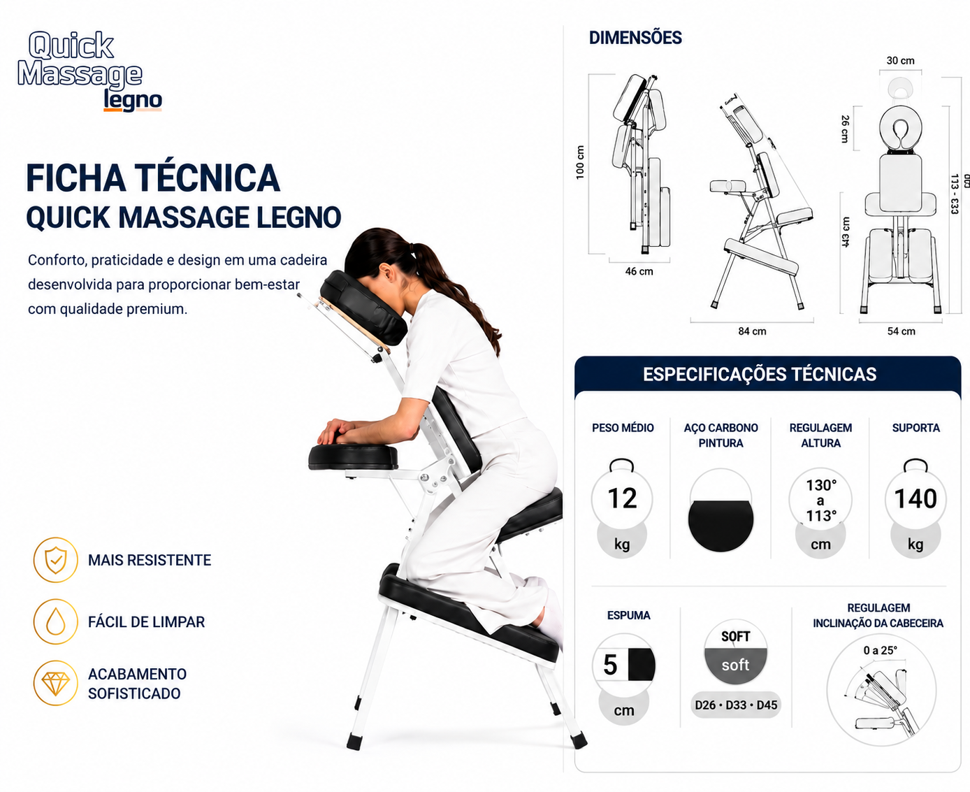 Cadeira Quick Shiatsu (Estrutura Branca) - Imagem 4